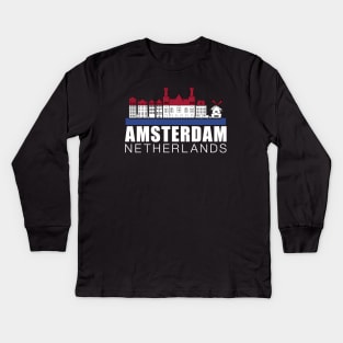 Amsterdam Netherlands Flag Skyline Kids Long Sleeve T-Shirt